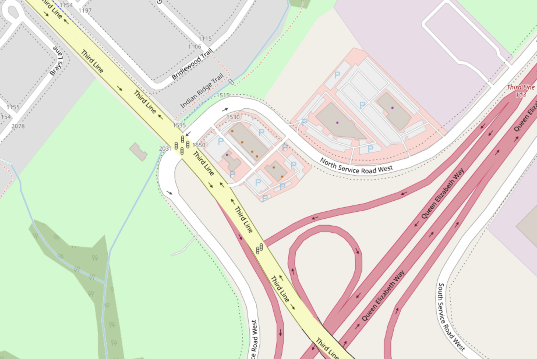 North Service Rd W & Third Line | Openstreetmap